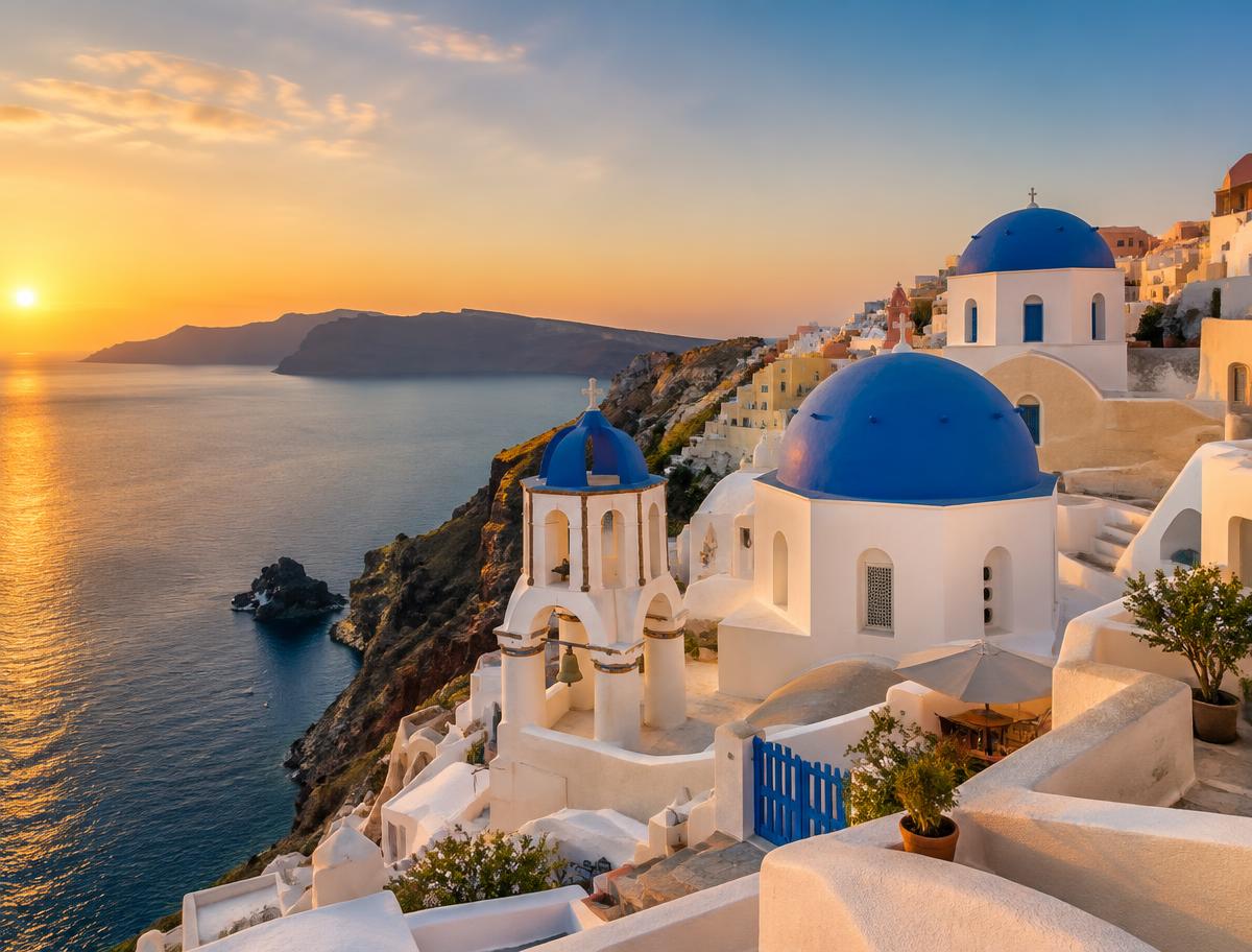 Santorini at golden hour